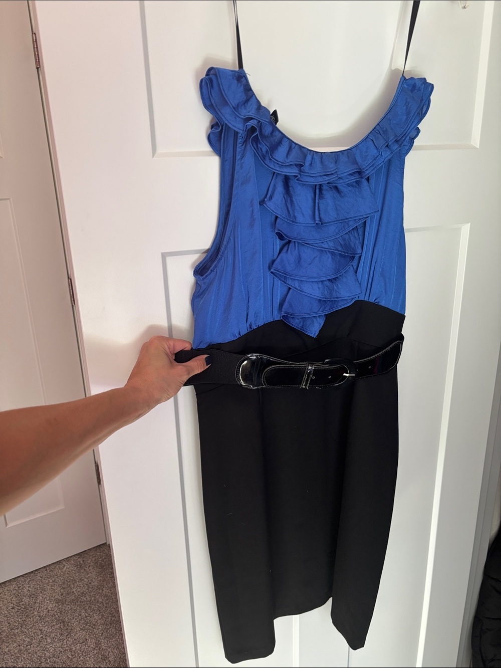 Bwear Royal Blue and Black Ruffle Sheath Dress
